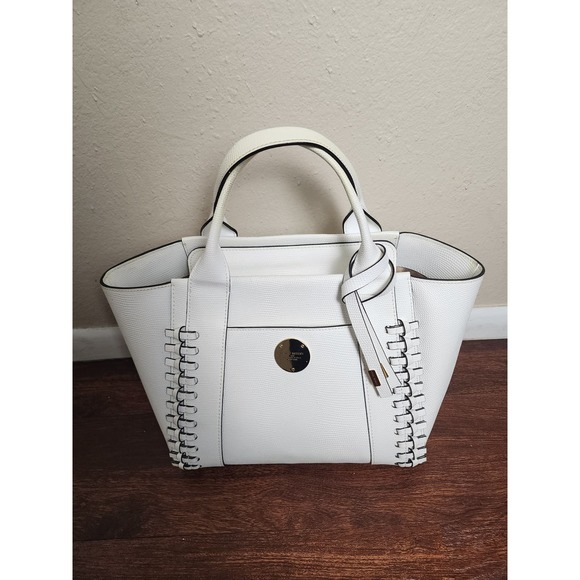 henri bendel Handbags - Henri Bendel Whipstitch Rare Hard to Find White Brunch Tote Handbag Authentic